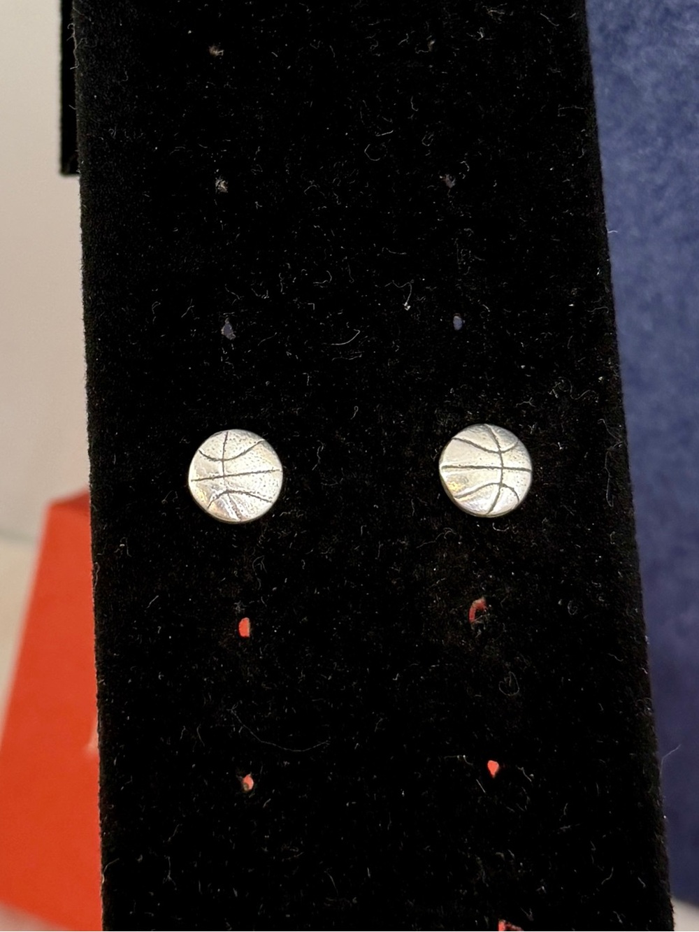 JAMES AVERY Sterling Silver Etched Basketball Stud Post Earrings; RETIRED